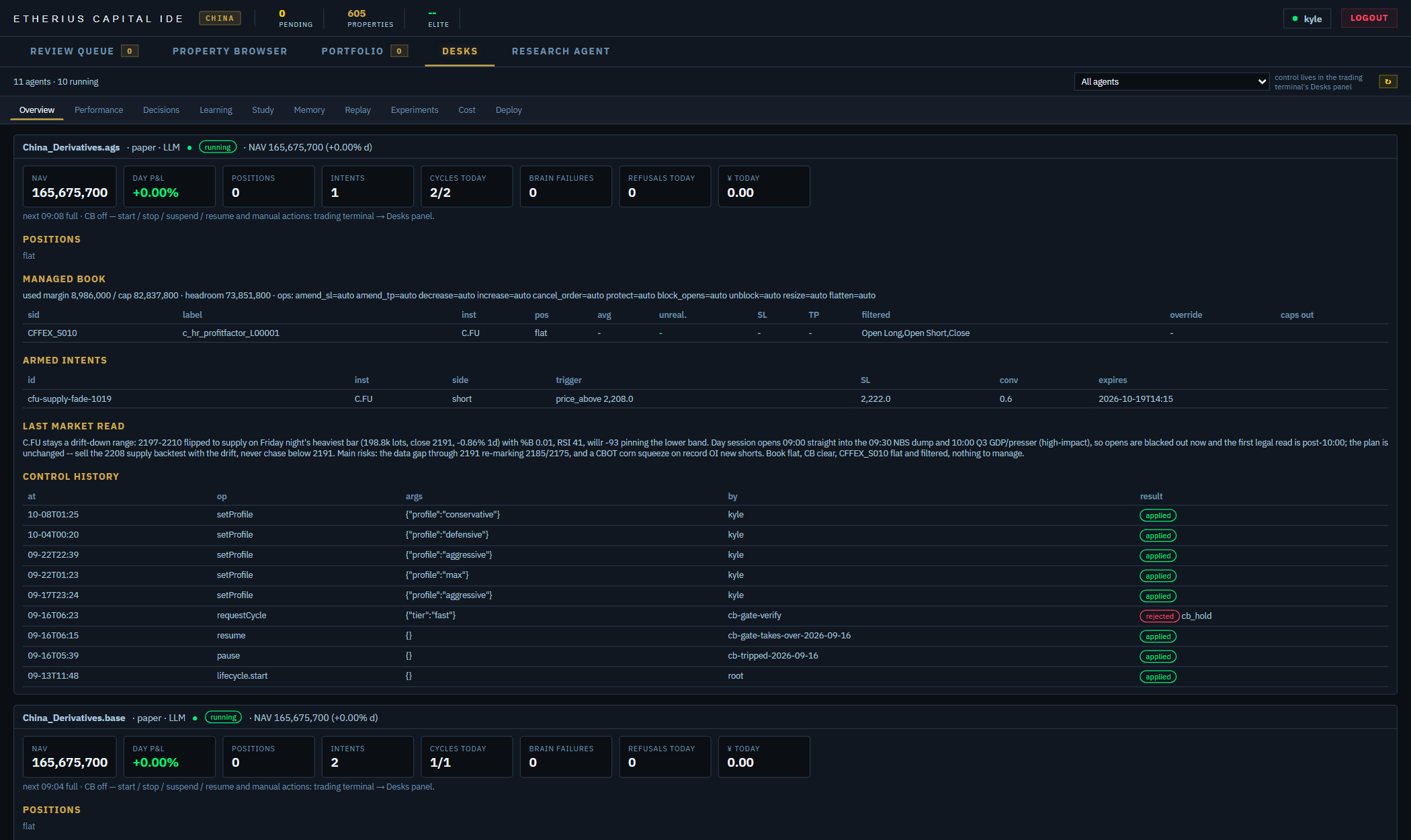 Research IDE, desks overview